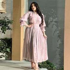 Muslim Women Pink Satin Abaya Dress Dubai – urgarment Modest Abaya With Modesty Panel For Spring, Spring Modest Abaya With Modesty Panel, Spring Abaya With Modesty Panel, Elegant Spring Abaya With Modesty Panel, Spring Long Abaya, Elegant Long-sleeve Abaya For Spring, Elegant Long Sleeve Abaya For Spring, Elegant Long Sleeve Maxi Dress For Eid, Modest Long Sleeve Dress With Modesty Panel