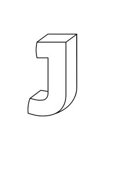 the letter j is outlined in black and white