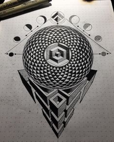 a drawing with some sort of geometric design on it