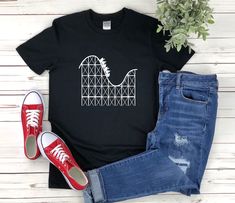 "* All shirts are unisex. * Product measurements may vary by up to 2 inches. * All Designs are originally made by myself or my team.  Roller Coaster shirt with the quote \"\" is a fun gift for men and women!  To see more designs of your topic Roller Coaster you can search & find them in the store:   https://www.etsy.com/shop/Retailorie  You find there also an announcement if the shipping & production times change :) roller coaster shirt,amusement park shirt,roller coaster gifts,theme park shirts,roller coaster lover,roller coaster merch,park shirt,amusement ride,adventure park," Theme Park Shirts, Roller Coaster Shirt, Parc D'attraction, Latest T Shirt, Adventure Park, Best Gifts For Men, Navy Shirt, Unisex Tshirt, Amusement Park