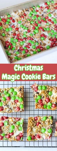 christmas magic cookie bars on a cooling rack