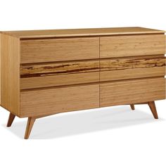 a wooden dresser with three drawers and two legs