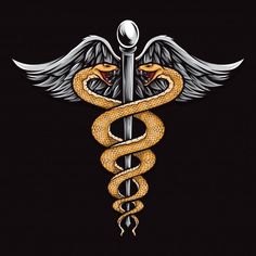 Snake Medical, Caduceus Tattoo, Symbol Of Healing, Medical Artwork, Snake Wallpaper, Medical Student Motivation, Military Tattoos, Art Optical