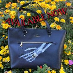 I Wanna Hold Your HAND...bag!   This bag is gently used (by the artist!) and refurbished to perfection.  Great Coach Zip Top tote with reaching skeleton arm wearing a rhinestone skull ring is perfect for Halloween or year-round edginess.    It's the ultimate functional conversation starter 😆      Price includes the genuine Coach handbag with outside zipper pocket, two interior pockets plus zipper compartment; double shoulder straps.   Nab this ready-made piece or let me create the hand-painted Skeleton Arm, Coach Zip Top Tote, Skeleton Body, Painted Handbag, Rhinestone Skull, Arm Wear, Painted Purse, Heart Shaped Bag, Cat Purse