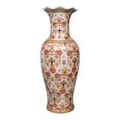 an ornate vase is shown on a white background