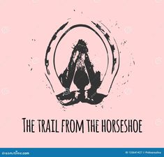 the trail from the horse shoe is shown in black and white on a pink background