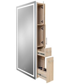 a bathroom cabinet with mirror and drawers