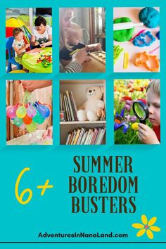 an advertisement for the summer boredom busterers with pictures of children playing and having fun