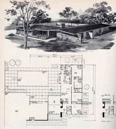 an old house with plans for the front and back