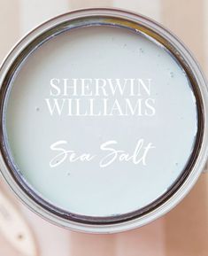 a close up of a paint can with the words sherwin williams sea salt on it