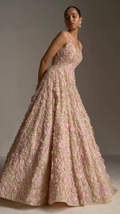 Western Gowns, Peach Gown, Engagement Gown, Seema Gujral, Dimensional Embroidery, Night At The Opera, Reception Gowns, Engagement Gowns, Indian Bridesmaid Dresses