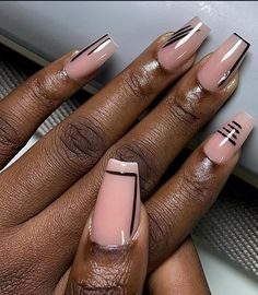 Double French Nails Coffin, Square Medium Nails Acrylics, Square Medium Nails, Double French Nails, French Nails Coffin, Coffin Nails French Tip, Medium Nails, Tough As Nails, Nail Design Ideas