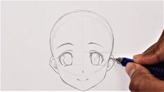 someone is drawing an anime character's face with a pencil and marker on paper