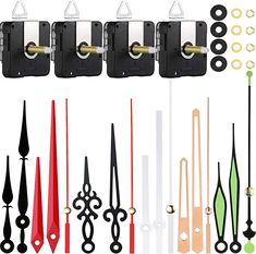 several different types of handles and levers for sewing machines, including scissors, needle tips, thread spools, and other accessories