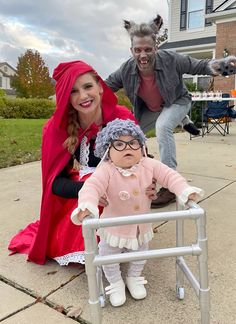 Family Of 3 Halloween Costumes With Wagon, Beauty And The Best Family Costumes, Family Red Riding Hood Costumes, Funny Halloween Costumes Family Of 3, Family Halloween Costume Ideas For 3, Young Family Halloween Costumes, 3 Family Costume Ideas, Diy Family Of 3 Halloween Costumes, Costume Family Ideas For 3