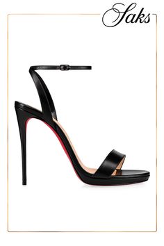 Strappy Sandals Nappa leather Heel height: 120mm / 4.7'' Made in Italy ABOUT THE BRAND In 1991 French designer Christian Louboutin opened his first shoe salon in Paris debuting stilettos with his signature red-lacquered soles. Today the label has expanded to include coveted handbags beauty and men's shoes and continues its mission to create styles that inspire confidence and empowerment. Loubi Queen, French Designer, French Design, Nappa Leather, Strappy Sandals, Leather Heels, The Label, Leather Sandals, Apparel Accessories