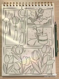 a notebook with some drawings on it