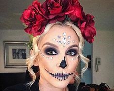 Day Of Dead Costume, Muertos Makeup, Halloween Make-up Looks, Halloween Makeup Diy