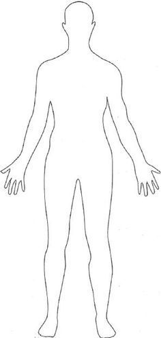 the outline of a man's body with hands and feet in front of him