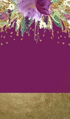 a purple and gold background with flowers on it