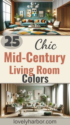 25 Stunning Mid-Century Modern Living Room Color Palette To Elevate Your Home Turquoise Mid Century Living Room, Earthy Mcm Living Room, Mid Century Modern Wall Colors Living Rooms, Apartment Themes Color Palettes, Mid Century Modern Living Room Wall Color, Modern Midcentury Home Living Room, Living Room Themes Colour Schemes, Mid Century Modern Organic Living Room, Mid Century Modern Color Palette Living Room