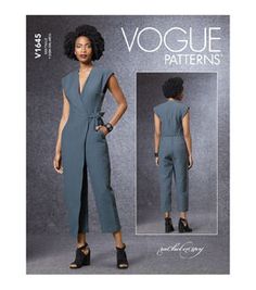 Design trendy jumpsuits using the Vogue Pattern V1645 Misses' Jumpsuit - Size L - XL Stitch semi - fitted jumpsuits that are close - fitting through bust and have mock wrap details with thus pattern Jumpsuits in this pattern have side slant pockets, half self - belt and squared - off armholes Pair these jumpsuits with stilettos and you're ready for a summer partyBrand: VogueSize: L - XLDesigner: Rachel Comey Jumpsuit Patterns, Pola Jumpsuit, Jumpsuit Sewing, Diy Fashion No Sew, Jumpsuit Pattern Sewing, Sew Your Own Clothes, Advanced Sewing, Wrap Jumpsuit, Vogue Sewing