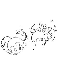 an image of two cartoon characters floating in the air with bubbles on their heads and eyes