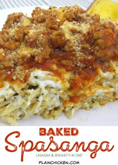 baked spasanga lasagna and spaghetti in one is an easy dinner recipe