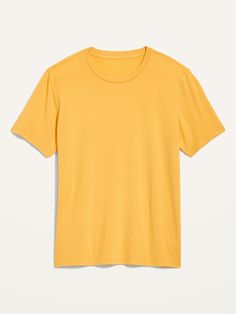 Rib-knit crew neck.  Short sleeves.  Soft-washed, lightweight jersey for the ultimate soft t-shirt.  We put it through the wringer so you don't have to.  Relaxed fit through body.  Men's short-sleeve t-shirt hits below waist.  Model is approximately Yellow Tshirt Outfits, Yellow Shirt Men, Yellow Shirt Outfit, Yellow Tshirt, Plain Tee Shirts, Neutral T Shirts, Baggy T-shirt, Old Navy Men, Yellow Shirt