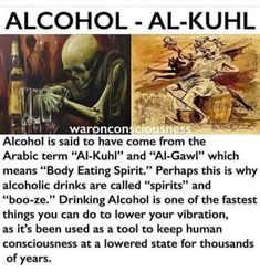 an advertisement for alcohol with pictures of people and animals in the background, including a skeleton