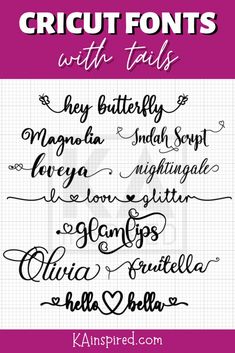 the handwritten font styles for cricutfonts with lots of different lettering styles