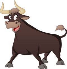 a cartoon bull with big horns is smiling