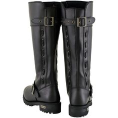 Xelement X93009 Women's 'Myna' Black Performance Knee High-Tall Leather Motorcycle Boots Boot Features Made of Heavy-Duty Top Grain Cowhide Leather Inside Zipper for Easy on and Off Wear Adjustable Back-Buckle for an Optimal Fit Moisture Wicking Liner Shock Absorbent Performance Insoles - Withstands Even the Toughest Daily Wear Non-Skid and Non-Marking Outsoles Skull and Piston Design Xelement Plates Xelement Logo Plate on Heel Xelement Stamped Logo on Ankle Rivets and Lace Details Antique Color Black Leather Knee-high Boots For Outdoor, Piston Design, Mechanic Gloves, Leather Motorcycle Boots, Tall Leather Boots, Long Sleeve Flannel, Motorcycle Boots, Top Grain Leather, Tall Boots