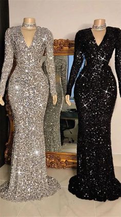 prom dress#evening dress#prom gown#evening gown#sequined mermaid prom dress#evening dress with long sleeves#v-neck prom gown#backless evening gown#yczzlybridal Luxurious Dresses, Sukienki Plus Size, Mermaid Evening Dress, Afrikaanse Mode, Mermaid Prom Dress, Mermaid Sequin, Floor Length Prom Dresses, Long Sleeve Prom, Sequin Evening Dresses