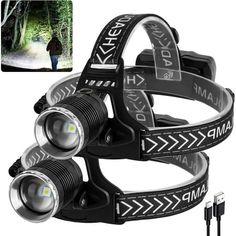 Led Headlamp Rechargeable, 100000 Lumens Head Lamp with 4 Modes, USB Rechargeable Zoom Headlamp, 90 Adjustable Head Lamps led Rechargeable for Outdoor Camping, Running, Cycling,Climbing Front Porch Lighting, Head Lamps, Solar Hanging Lanterns, Rechargeable Headlamp, Motion Sensors, Emergency Power, Camping Lanterns, Led Headlamp, Head Lamp