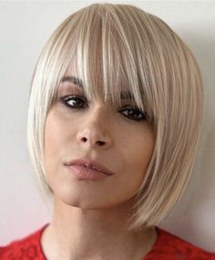 Front View Of Bob Hairstyles, Short Bob With Bangs Over 50, Short Bobs 2023, 2023 Bobs With Bangs, Simple Updo With Bangs, Short Blonde Bobs With Bangs, Blonde Bobs With Bangs, Face Framing Bob With Bangs, Short Blonde Hairstyles With Bangs