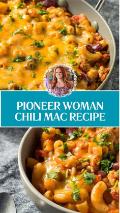 Pioneer Woman Chili Mac Recipe Chili Mac Recipes Ground Beef, Beef Chili Mac Recipe, Pioneer Woman Chili Mac And Cheese, Pioneer Woman Simple Perfect Chili, Pioneer Woman Chili Mac, Ground Turkey Chili Mac, Dinner Recipes With Tomato Sauce, Hormel Chili Recipe Dinners, 30 Minute Ground Beef Recipes