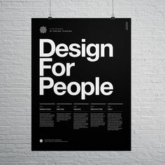 a black and white poster with the words design for people written in bold font on it