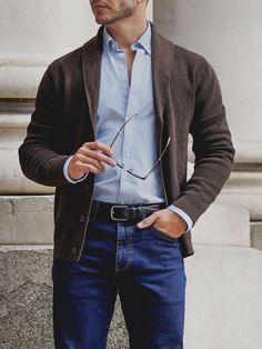 Stylish Men Outfits Modern Gentleman, Sports Coat And Jeans, Blazer Men Outfit, Gentleman Mode, Smart Casual Menswear, Classy Outfits Men, Corporate Attire, Dad Fashion, Sophisticated Outfits