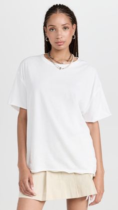 Fast Free Shipping & Free Returns on Free People Nina Tee at Shopbop. Shop new arrivals from Free People at Shopbop.com White Relaxed Short Sleeve T-shirt, Relaxed Crew Neck T-shirt For Loungewear, White Casual T-shirt With Shirttail Hem, Relaxed Fit Scoop Neck T-shirt For Everyday, Casual White T-shirt With Shirttail Hem, Relaxed Cotton Tops With Loose Fit, Relaxed Short Sleeve Top For Summer Loungewear, Oversized T-shirt With Shirttail Hem For Summer, Relaxed Boxy Fit T-shirt