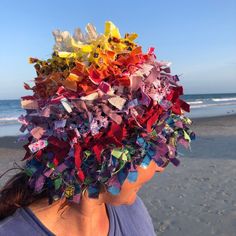 This one of a kind hat is very stylish, classy, elegant and feminine.   Real funky hat, very unusual.  I crocheted this boho hat with many different strips of fabrics in many shadows of blue, pinkish and purple in a cloche, or bucket shape.  Very lightweight. Made with cotton/cotton blend fibers. Fits most of average and big  adult heads. Comes from my smoke and pet free studio. To see more of my women's hats, click here:  https://www.etsy.com/shop/Iryna?section_id=22590274 Ask your questions, I Cheap Vintage Hats For Festivals, Luxury Multicolor Adjustable Hats, Multicolor Headband Hat, Handmade Funky Hats One Size Fits Most, Funky Handmade Beach Hats, Handmade Funky Beach Hats, Bohemian One-size Mini Hats, One-size Bohemian Mini Hats, Bohemian Style One-size Mini Hats