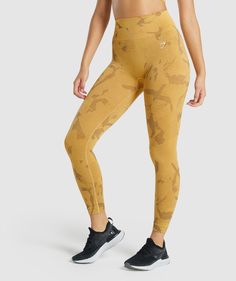 Gymshark Adapt Camo Seamless Leggings - Savanna | Yellow | Gymshark Grey Camo Leggings, Gymshark Camo, Mission Possible, High Waisted Leggings Workout, Workout Partner, Gymshark Flex Leggings, Gym Wear For Women, Ultimate Workout, Gym Workout Outfits