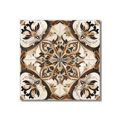 an artistic tile design in brown, white and black colors on a wall or floor