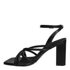 Features: - Women's heeled sandals - Padded tubular strappy design - Square open toeMaterials: - Handcrafted with vegan leather - Unlined - Padded sock + footbed - Vegan leather-wrapped heel - Rubber outsoleClosure: - Adjustable buckle ankle strapMeasurements: - 3.54" block heelFit: True to sizeImportedBy Naked Feet: Naked Feet is a brand of artisanal footwear for the confident, modern woman who seeks to remain sleek and sophisticated day to night without sacrificing comfort. Each style embodies Black Ankle-high Sandals With Padded Heel, Black Open Heel Heels With Metal Feet, Black T-strap Sandals With Leather Footbed And Open Heel, Black Open Toe T-strap Sandals With Cushioned Footbed, Black T-strap Sandals With Leather Sole And Open Heel, Wearables Design, Straight Cut Jeans, Black Sandals Heels, Judy Blue Jeans