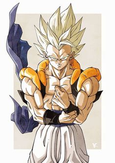 a drawing of gohan from dragon ball super broly, with his hands on his chest