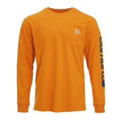 The Carhartt Men's Loose Fit Heavyweight Exclusive Logo Graphic Long-Sleeve Pocket T-Shirt is made from comfortable cotton. It features a tagless neck label and a left chest pocket with a sewn-on Carhartt label. A rib-knit crew neck provides lasting quality. Heathers: 60% cotton/40% polyester jersey knit T-shirt Solids: 100% cotton jersey knit Side-seam construction minimizes twisting Left chest pocket with sewn-on Carhartt label Carhartt graphic on left sleeve Tagless neck label Imported Rib-kn Tractor Supply, Neck Label, Carhartt Mens, Knitted Tshirt, Pocket Tshirt, Logo Graphic, Chest Pocket, Tractor, Knit Jersey