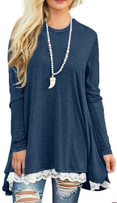 PRICES MAY VARY. Long Sleeve Tunic Blouses Is Made Of 65% Cotton + 35% Polyester,Soft & Breathable,Can Wearing On All Seasons Especially Fall And Winter Fashion & Chic Long Blouses For Leggings,Casual Long Sleeve Tops,Loose Dressy Tunic Blouse,Cute Swing Loose T-Shirt Dress For Women,Ladies,Juniors And Teen Girls Lace Spling Hem On Front,A Line Midi Dresses Above The Knee Length,Basic Long Sleeve Flare Tunic Tops,Loose Fit Comfy Shirt,Plus Size Tunic Tops For Women,Long Tops To Wear With Legging Taehyung Fashion, Tunic Tops For Leggings, Lace Tunic Tops, Short Sleeve Tunic Tops, Tunic Tops Casual, Ladies Shirts, Long Sleeve And Shorts, Shirts For Leggings, Tops Long Sleeve