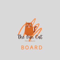 the fun cat printables logo is an orange cat with big eyes and whiskers