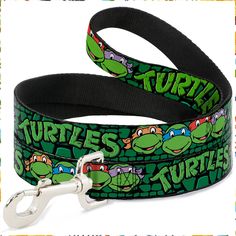 Buckle-Down Pet Leash - Classic TMNT Group Faces/TURTLES Turtle Shell Black/Green - 4 Feet Long - 1" Wide Tmnt Cartoon, Turtle Shell, Cartoon Tv, Teenage Mutant, Teenage Mutant Ninja Turtles