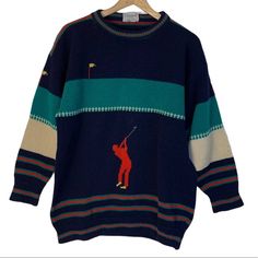 "Pre-owned Condition: good (there's a hole on the sweater as shown) Size: L Pit to pit: 21\" Length: 26\" Please note that the measurements are approximate" Golf Sweater, Mens Pullover, Golf Sweaters, Pullover Sweater Men, Vintage Woolrich, Vintage Adidas, Pullover Men, Track Pants, Pullover Sweaters